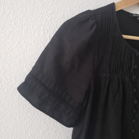 MADEWELL Black Pleated Button Front Shift DressDress XXS - Picture 10 of 14